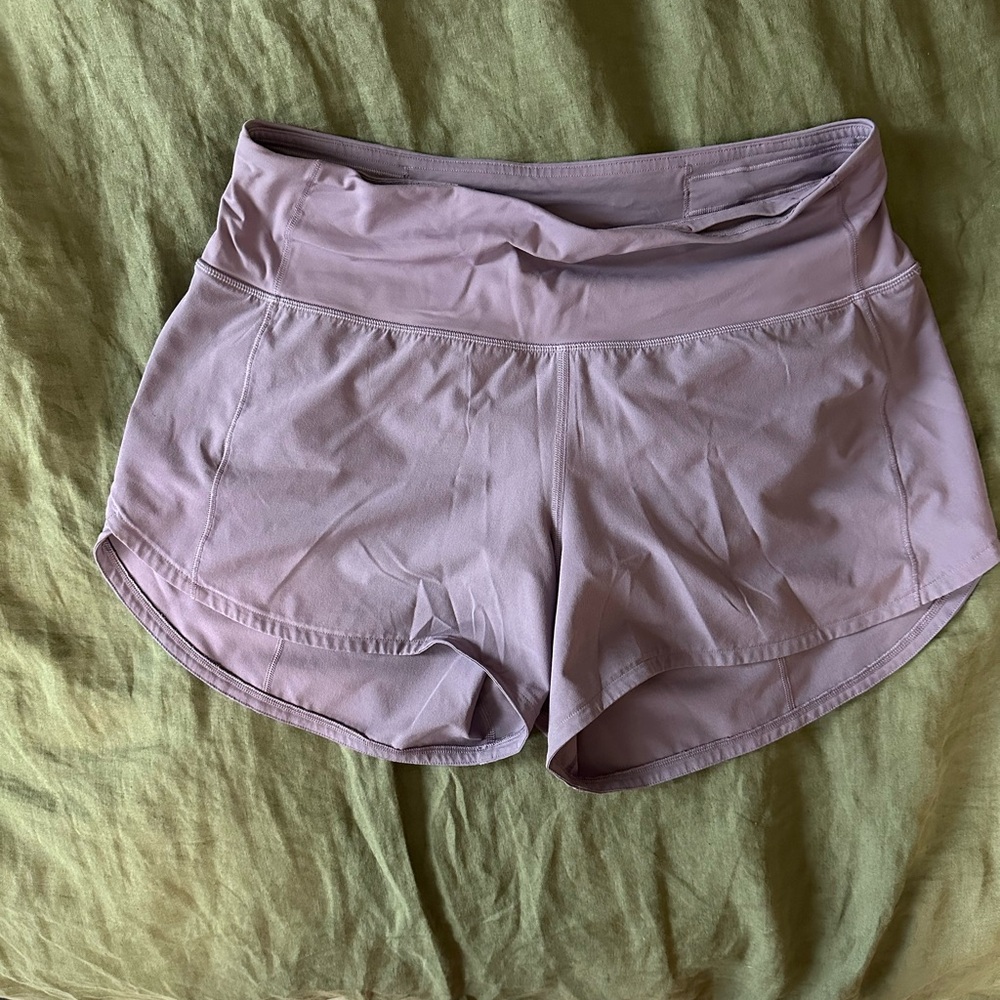 Lululemon Light Purple 4” Mid Rise Speed Up Shorts